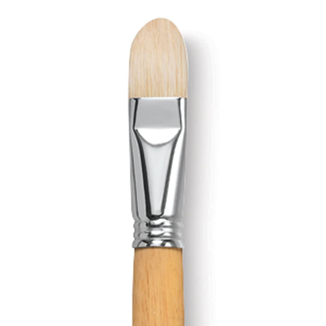 Open in modal - Escoda Clasico Chungking White Bristle Brush - Filbert, Extra Long Handle, Size 22 close up