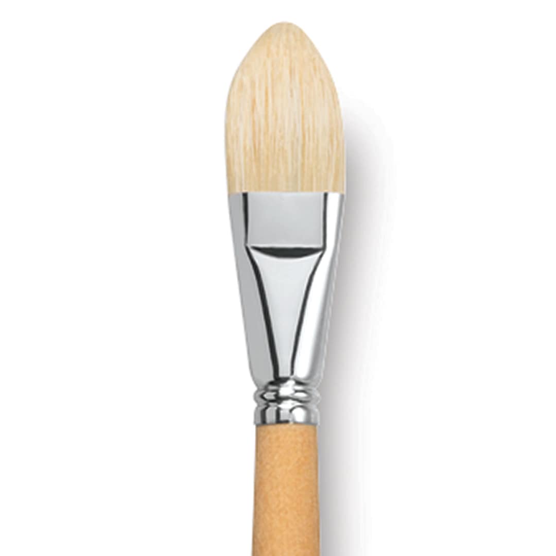 Open in modal - Escoda Clasico Chungking White Bristle Brush - Filbert, Extra Long Handle, Size 26 close up