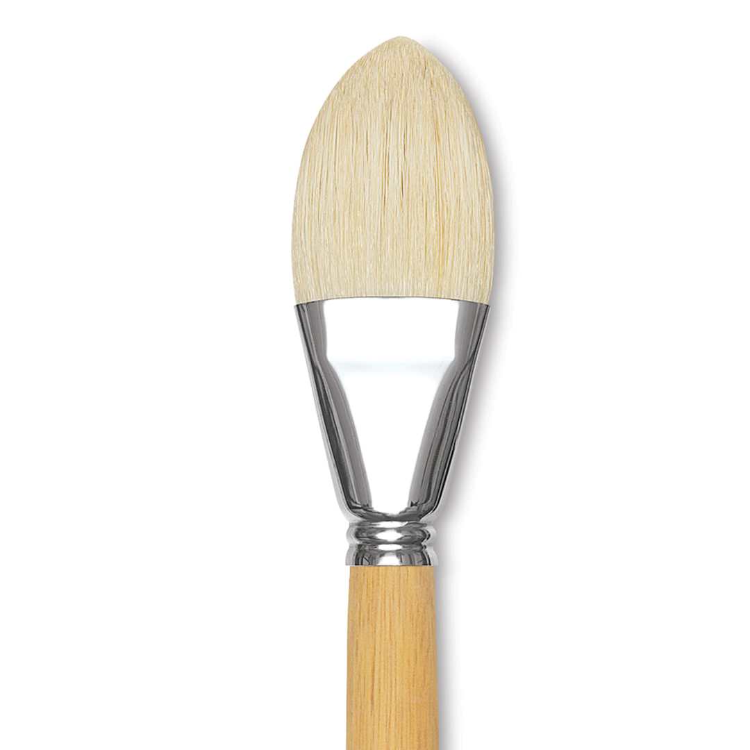 Open in modal - Escoda Clasico Chungking White Bristle Brush - Filbert, Extra Long Handle, Size 32 close up