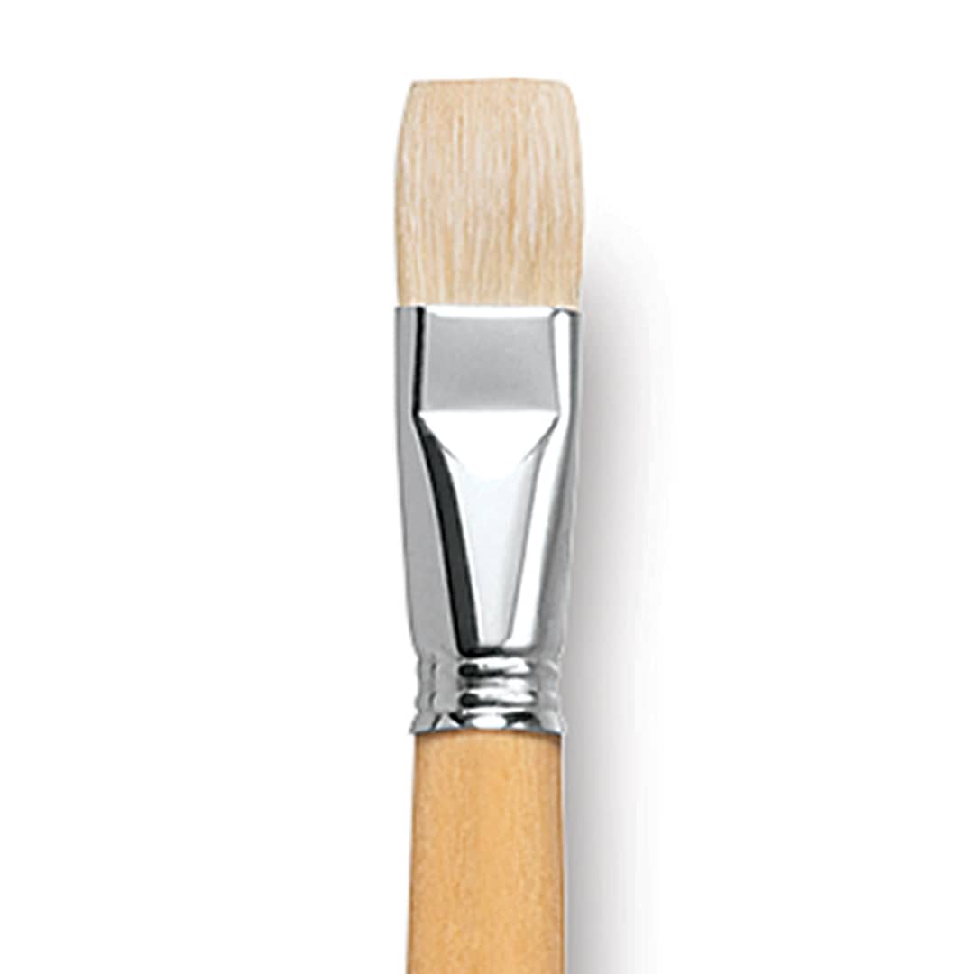 Open in modal - Escoda Clasico Chungking White Bristle Brush - Bright, Extra Long Handle, Size 24 close up