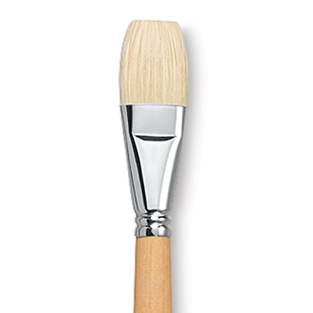Open in modal - Escoda Clasico Chungking White Bristle Brush - Bright, Extra Long Handle, Size 26 close up