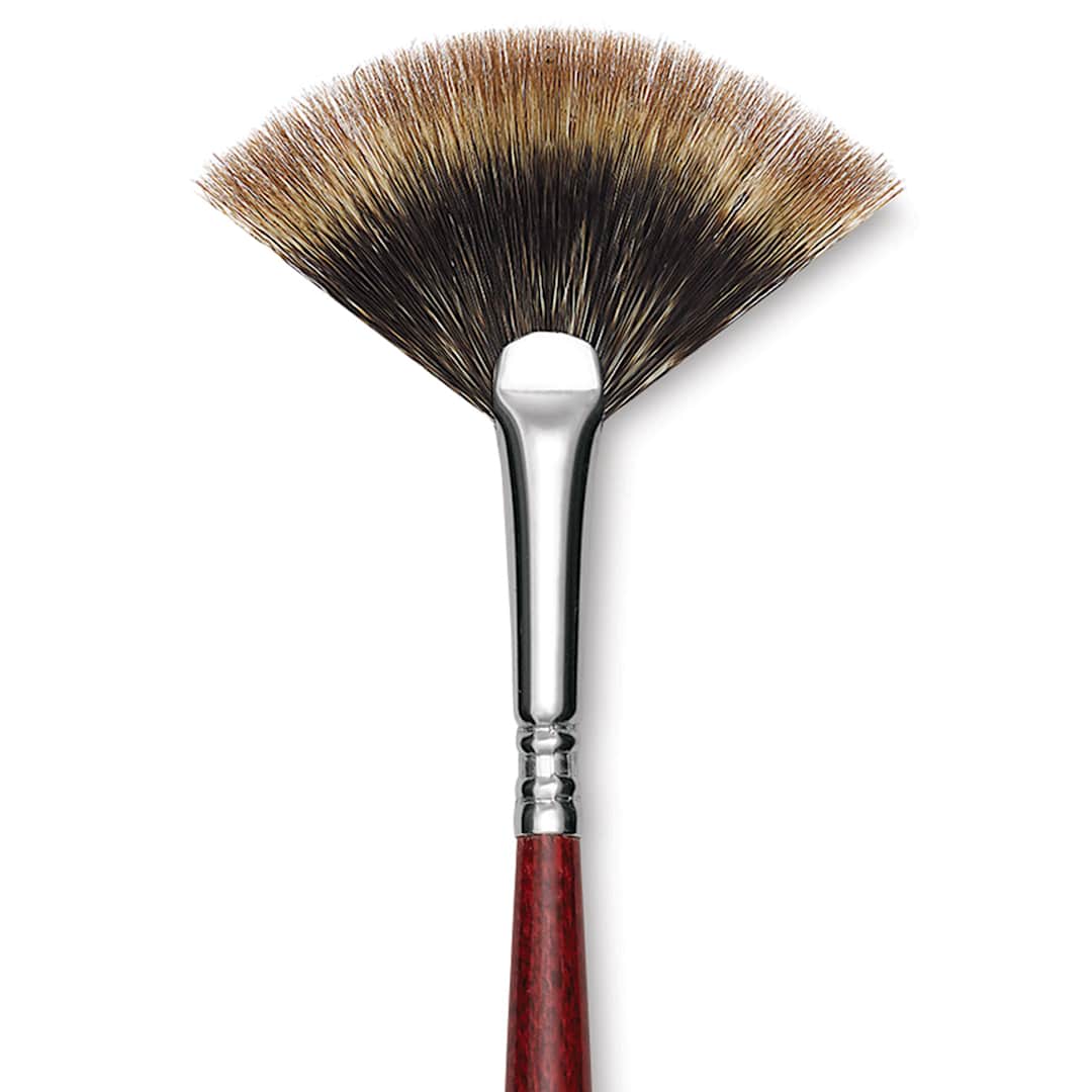 Open in modal - Escoda Badger Hair Brush - Fan, Long Handle, Size 4 close up