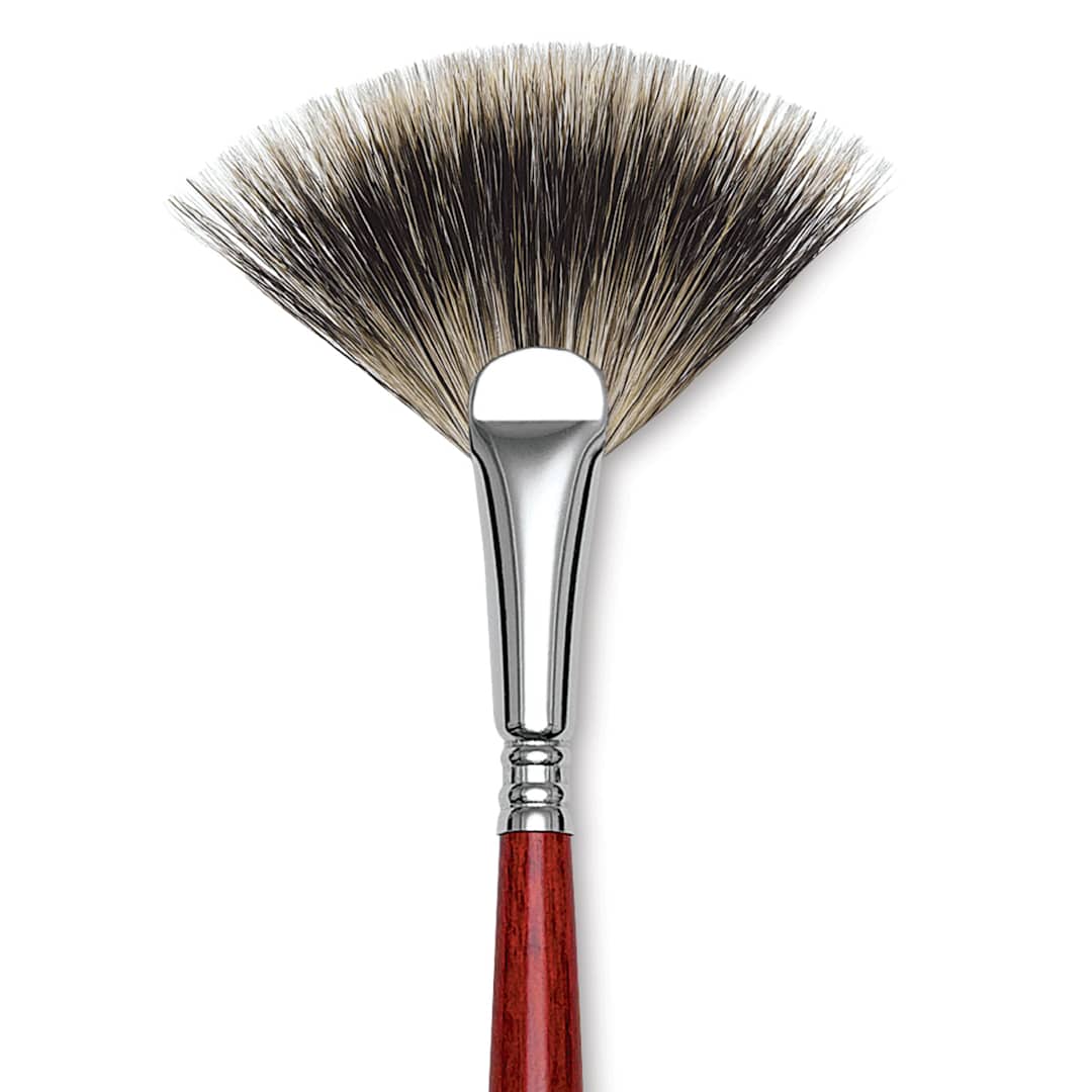 Open in modal - Escoda Badger Hair Brush - Fan, Long Handle, Size 6 close up