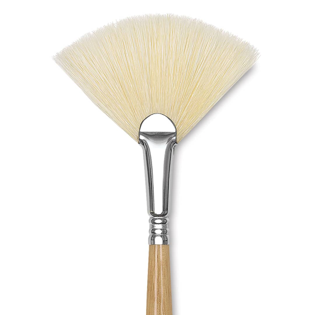 Open in modal - Escoda Clasico Chungking White Bristle Brush - Fan, Long Handle, Size 6