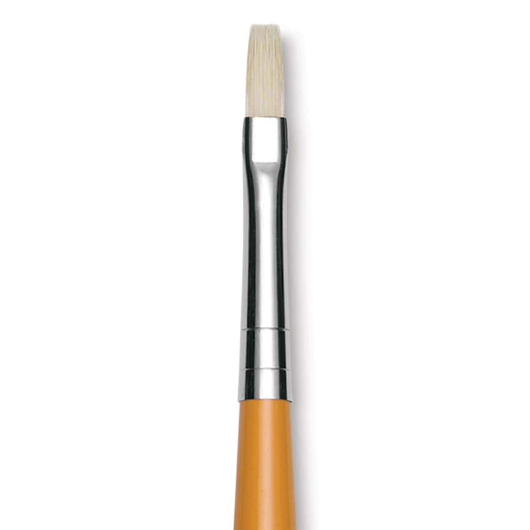 Open in modal - Isabey Chungking Interlocking Bristle Brush - Flat, Long Handle, Size 1 close up