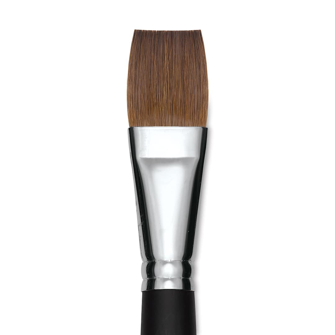 Open in modal - Old Holland Kolinsky Sable Brush - Flat, Long Handle, Size 24 close up