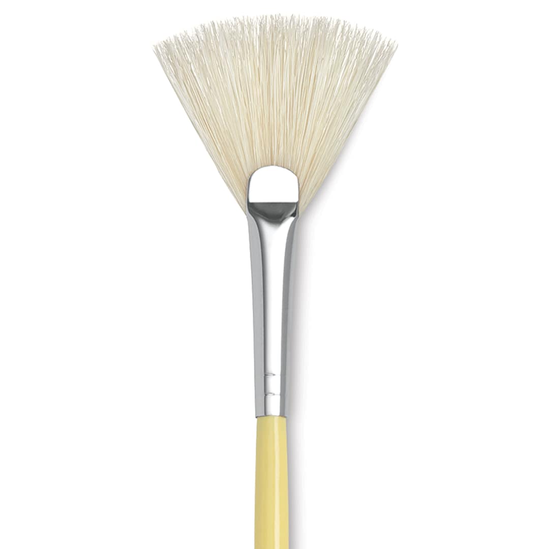 Open in modal - Isabey Chungking Interlocking Bristle Brush - Fan, Long Handle, Size 4 close up