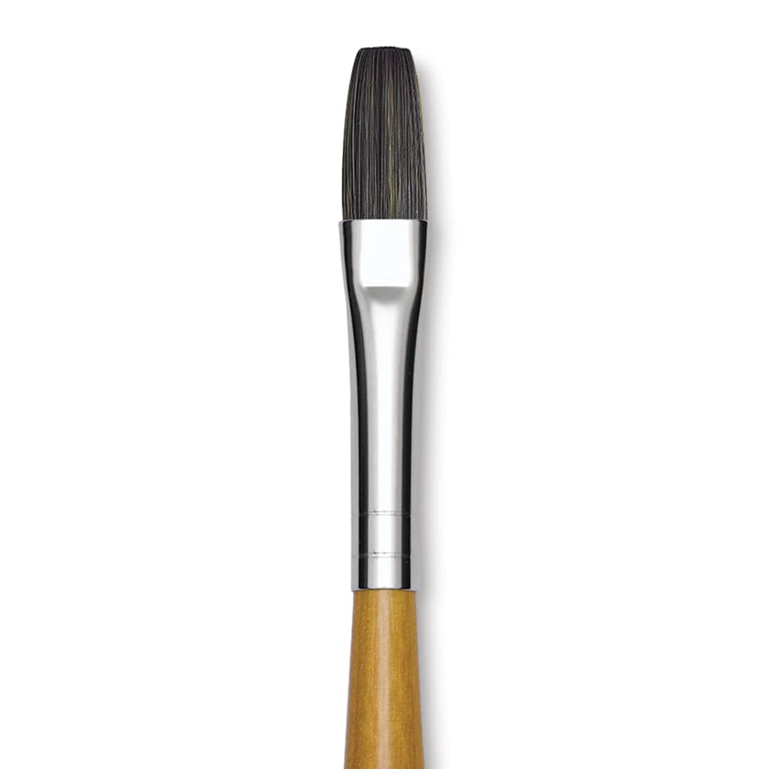 Open in modal - Isabey Isacryl Synthetic Brush - Long Flat, Long Handle, Size 4 close up