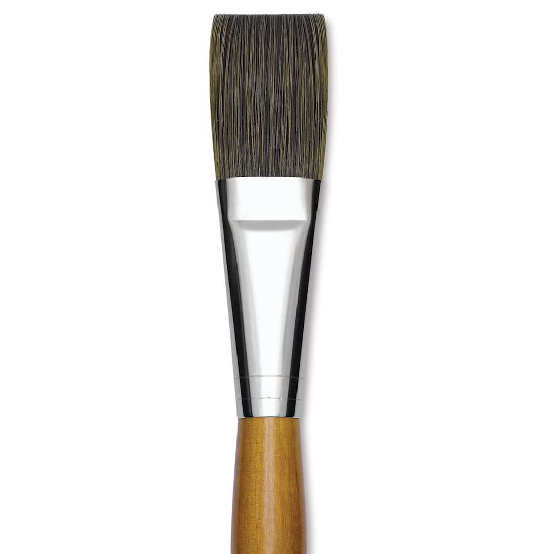 Open in modal - Isabey Isacryl Synthetic Brush - Long Flat, Long Handle, Size 14 close up