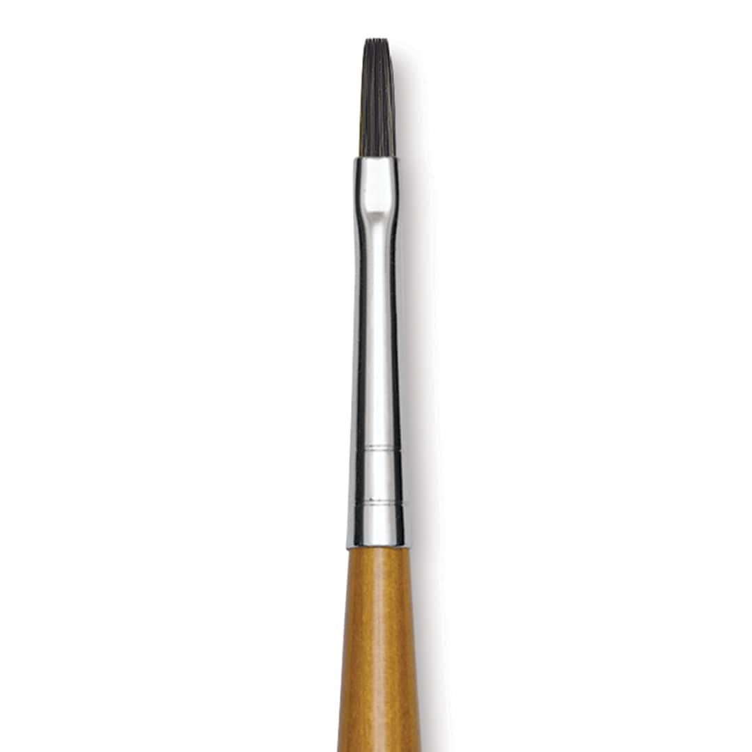 Open in modal - Isabey Isacryl Synthetic Brush - Long Flat, Long Handle, Size 2/0 close up