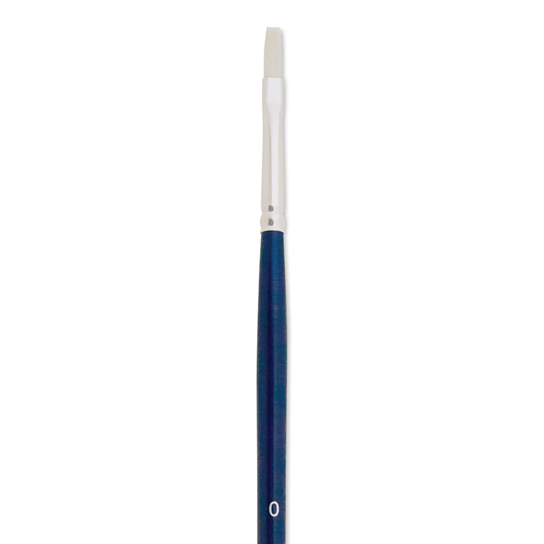 Open in modal - Silver Brush Bristlon Stiff White Synthetic Brush - Flat, Size 0 (close-up)