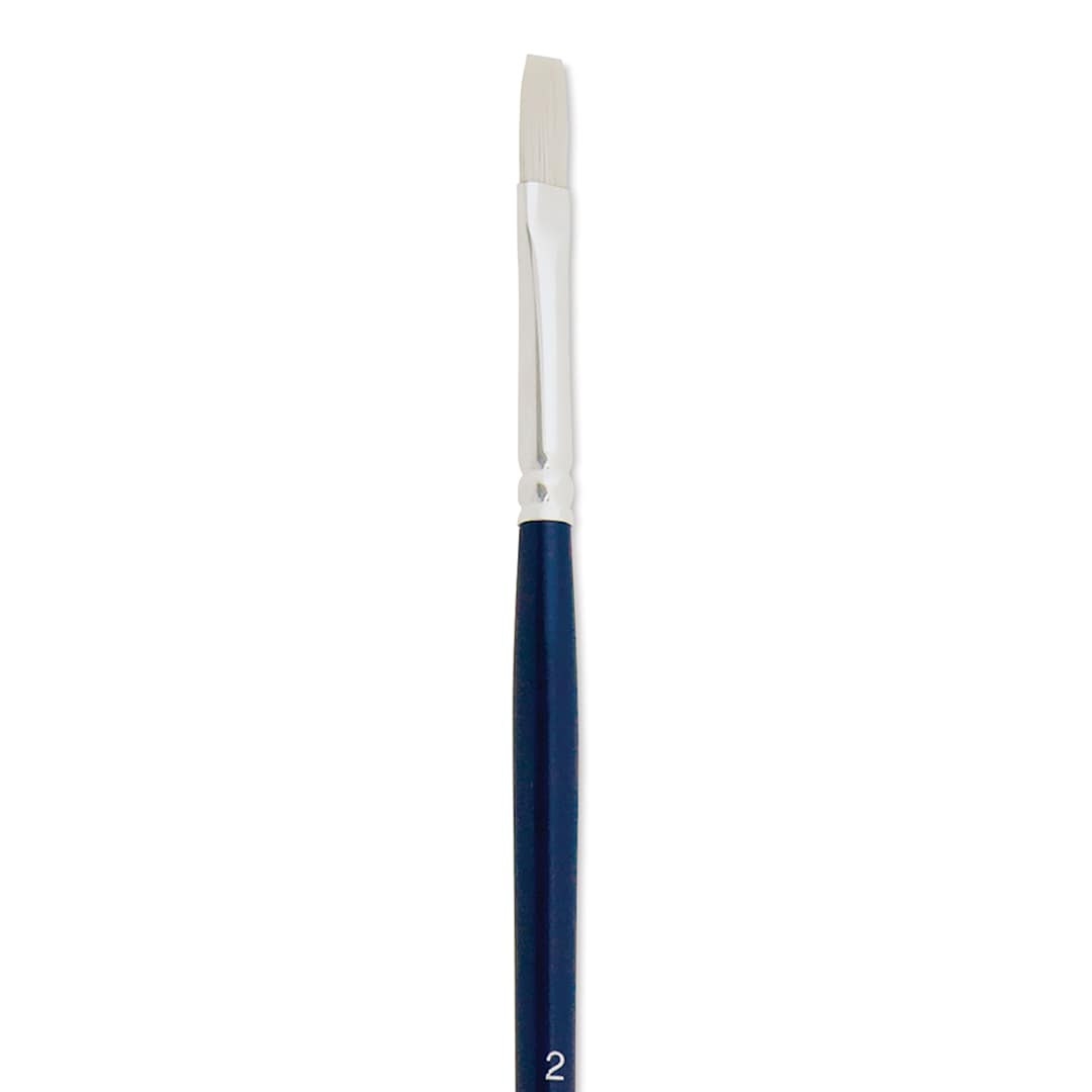Open in modal - Silver Brush Bristlon Stiff White Synthetic Brush - Flat, Size 2 (close-up)