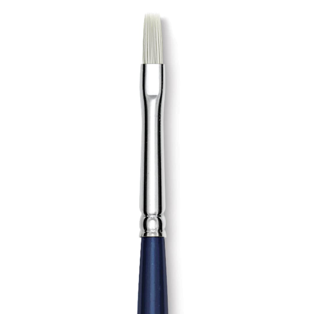 Open in modal - Silver Brush Bristlon Stiff White Synthetic Brush - Flat, Size 1 (close-up)