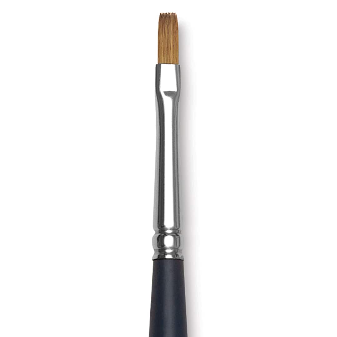 Open in modal - Winsor & Newton Artists' Kolinsky Sable Watercolor Brush - One-Stroke, Short Handle, Size 1/8" close up