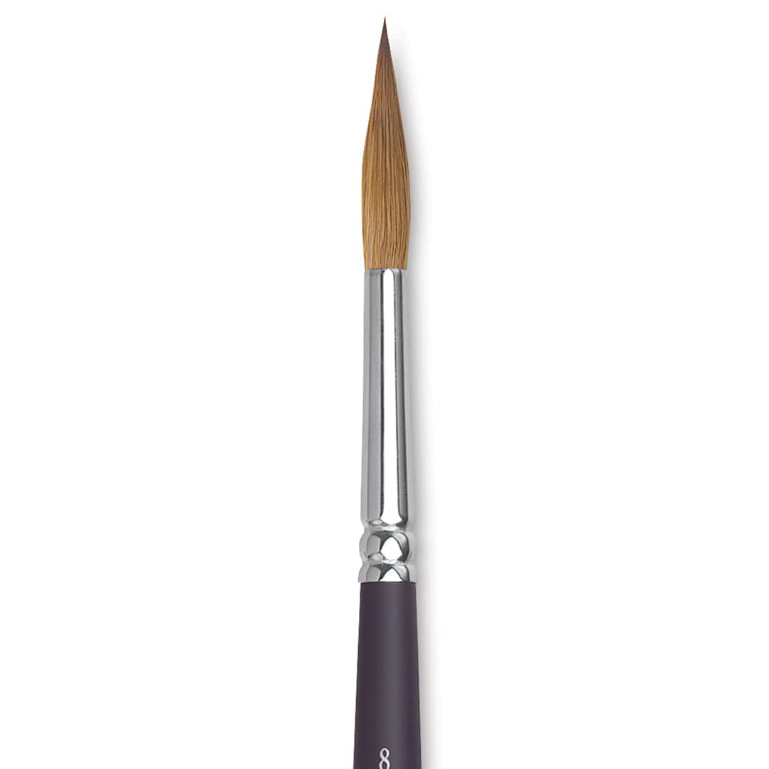 Open in modal - Winsor & Newton Artists' Kolinsky Sable Watercolor Brush - Pointed Round, Short Handle, Size 8