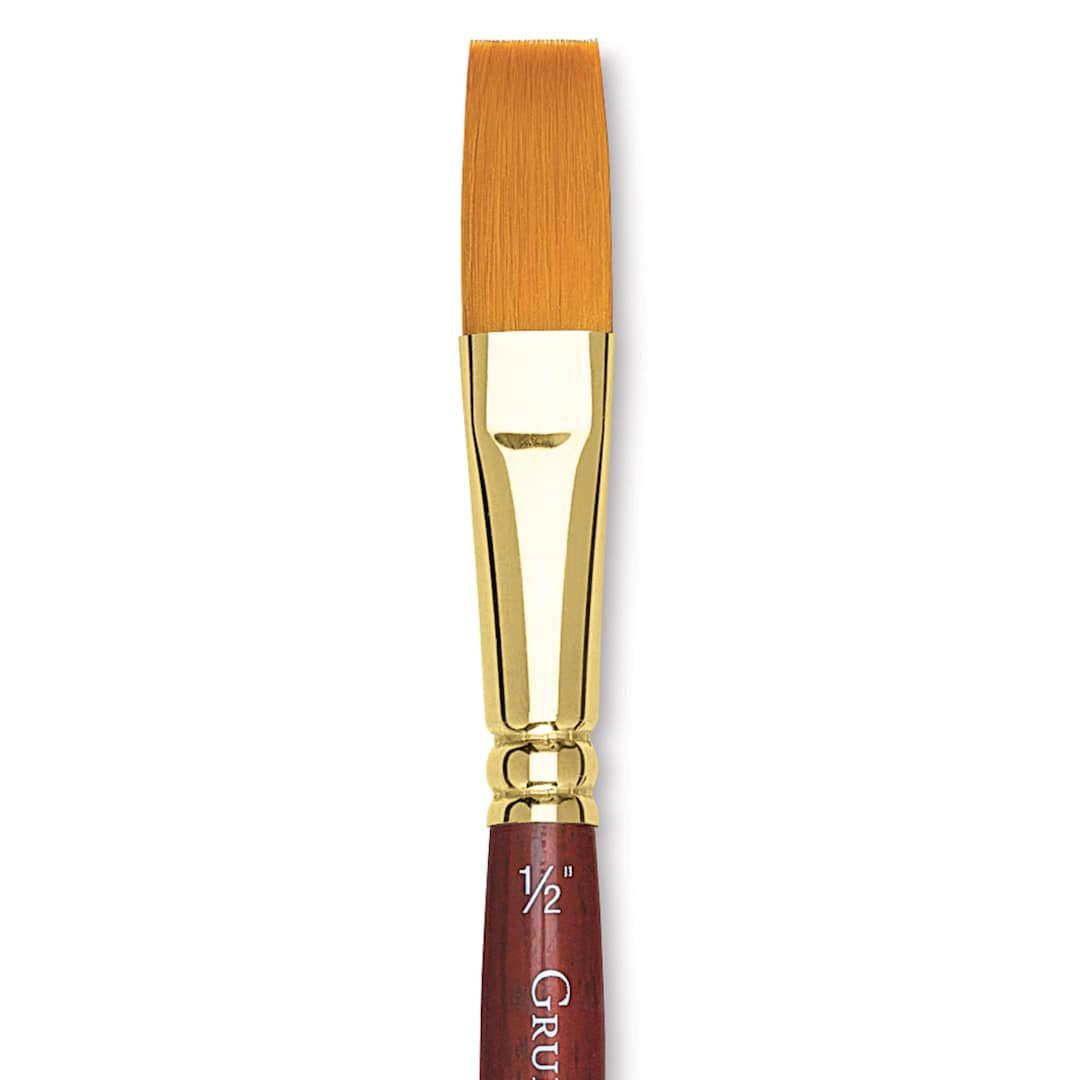 Open in modal - Grumbacher Goldenedge Brush - One-Stroke, Short Handle, Size 1/2" close up
