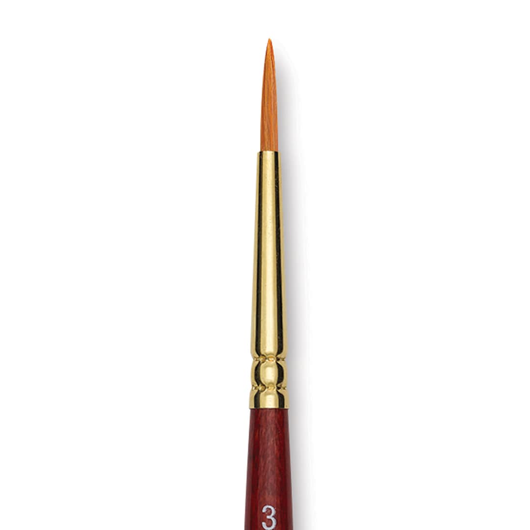 Open in modal - Grumbacher Goldenedge Brush - Round, Short Handle, Size 3 close up