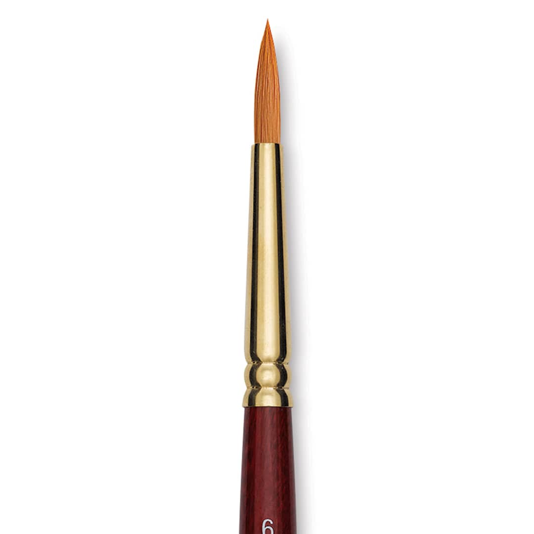 Open in modal - Grumbacher Goldenedge Brush - Round, Short Handle, Size 6 close up