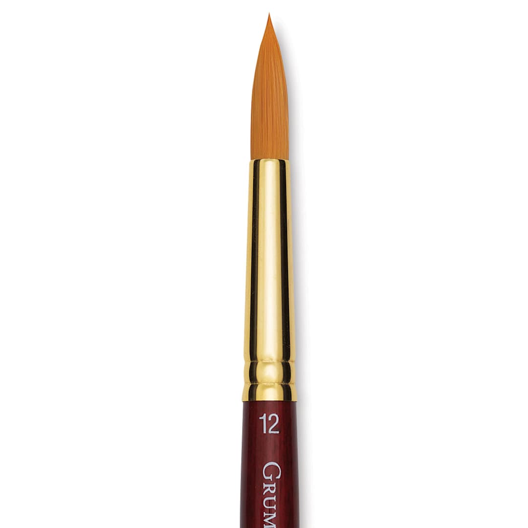 Open in modal - Grumbacher Goldenedge Brush - Round, Short Handle, Size 12 close up