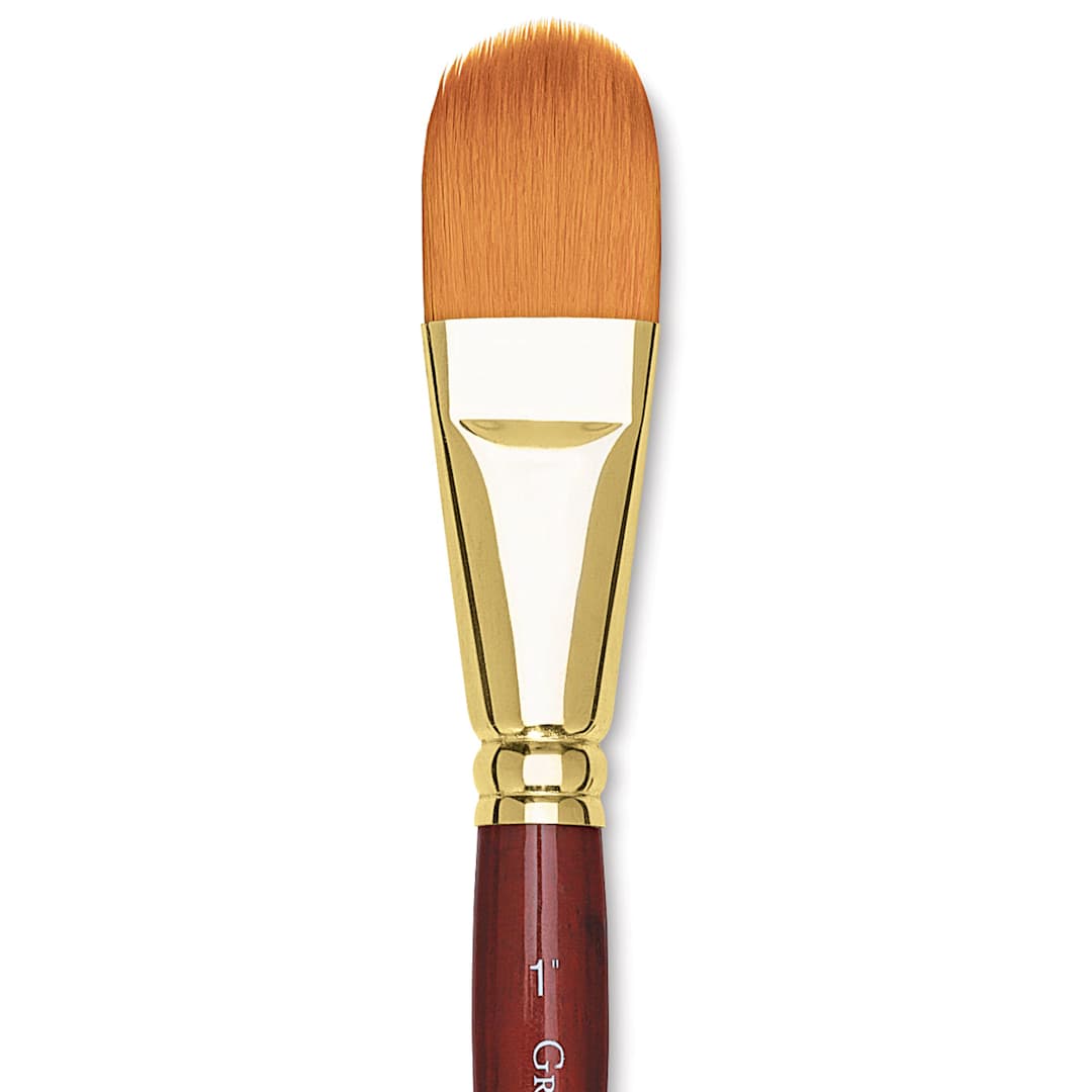 Open in modal - Grumbacher Goldenedge Brush - Oval Wash, Short Handle, Size 1" close up