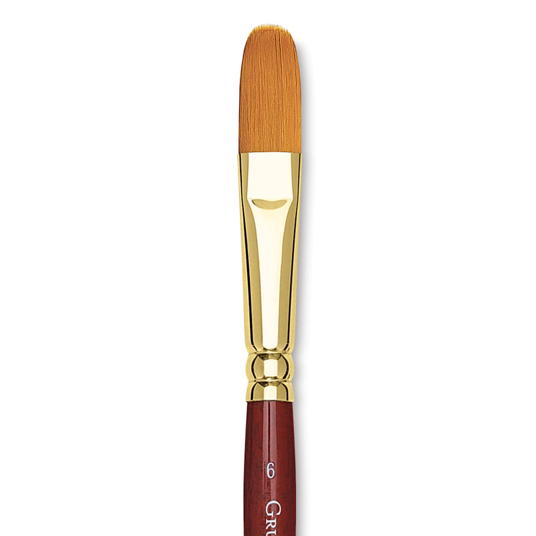Open in modal - Grumbacher Goldenedge Brush - Filbert, Short Handle, Size 6 close up