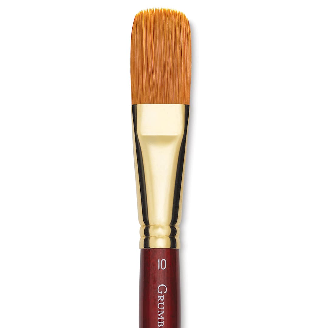 Open in modal - Grumbacher Goldenedge Brush - Filbert, Short Handle, Size 10 close up