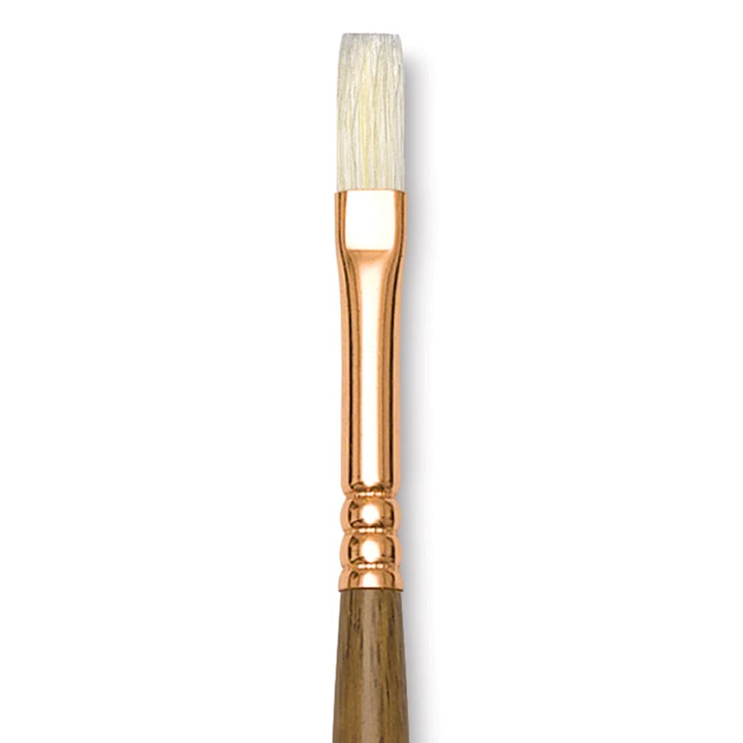 Open in modal - Princeton Best Natural Bristle Brush - Flat, Long Handle, Size 1 close up