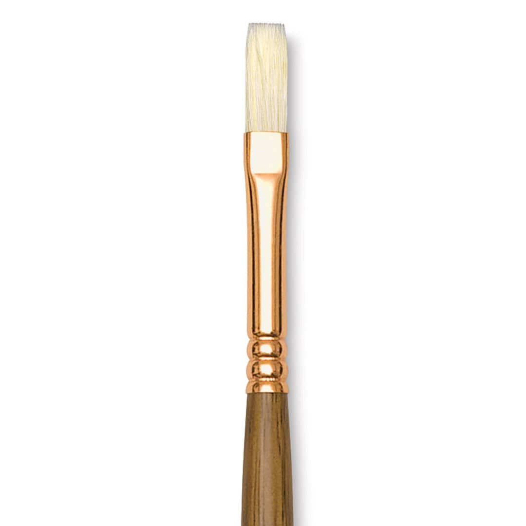 Open in modal - Princeton Best Natural Bristle Brush - Flat, Long Handle, Size 2 close up