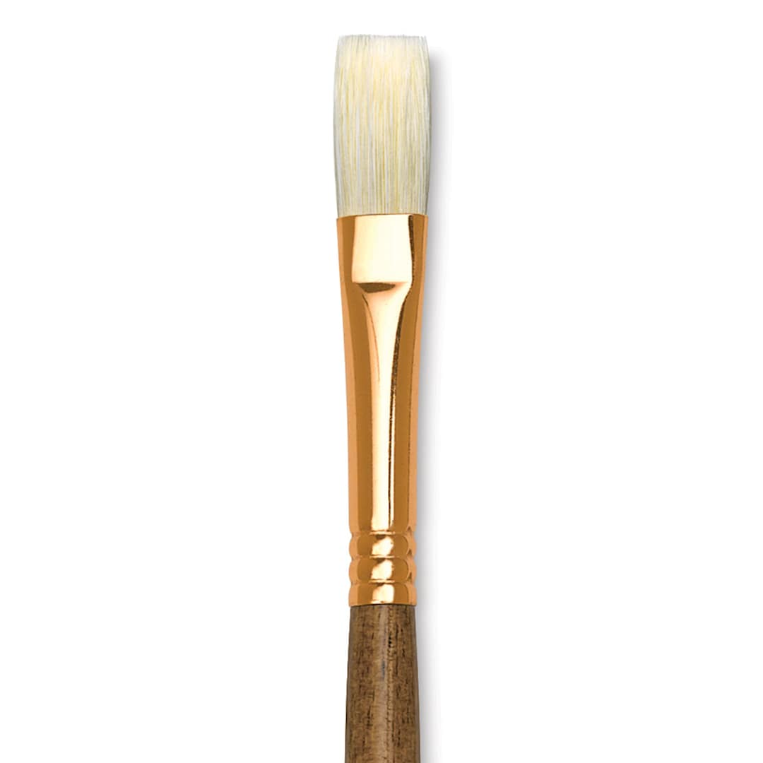 Open in modal - Princeton Best Natural Bristle Brush - Flat, Long Handle, Size 4 close up