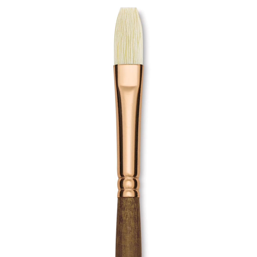 Open in modal - Princeton Best Natural Bristle Brush - Flat, Long Handle, Size 6 close up