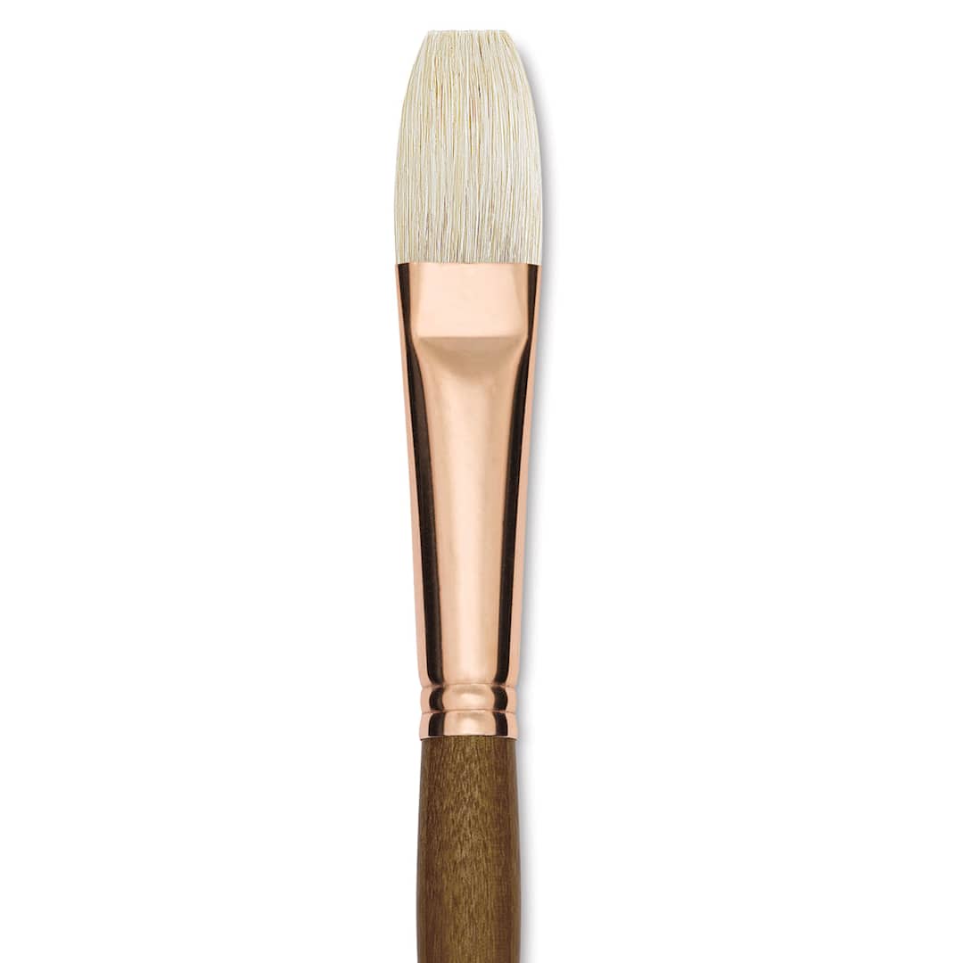 Open in modal - Princeton Best Natural Bristle Brush - Flat, Long Handle, Size 12 close up