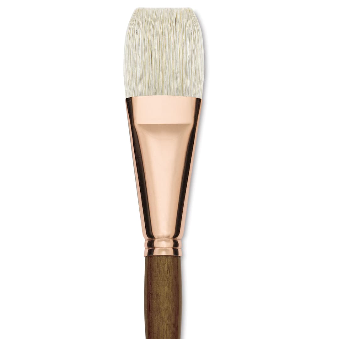 Open in modal - Princeton Best Natural Bristle Brush - Flat, Long Handle, Size 16 close up
