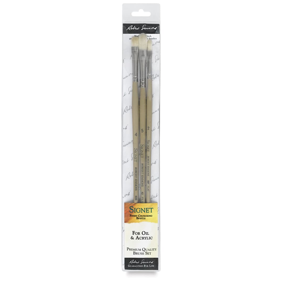 Open in modal - Robert Simmons Signet Bristle Brush Pack - Set L, Long Handle, Set of 3