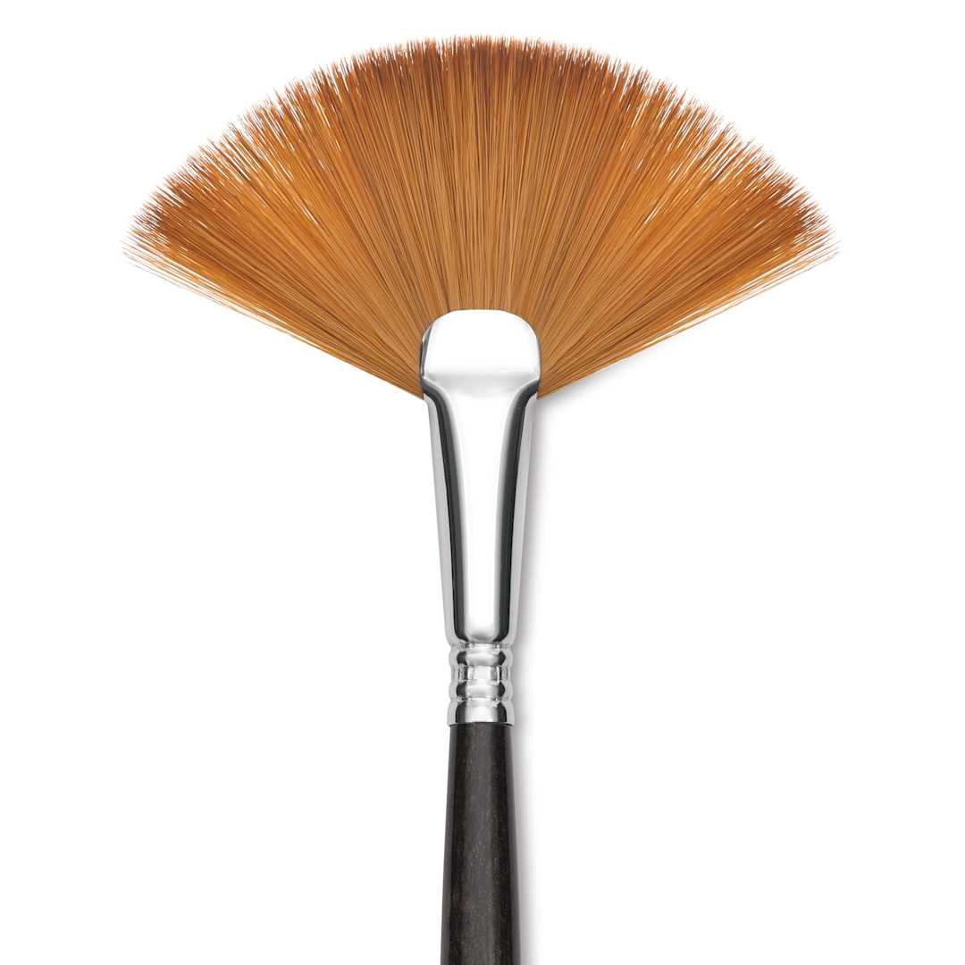 Open in modal - Escoda Prado Tame Synthetic Brush - Fan, Long Handle, Size 6 (Close-up of brush)