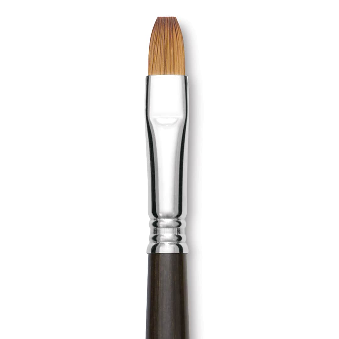 Open in modal - Escoda Prado Tame Synthetic Brush - Bright, Long Handle, Size 12 (Close-up of brush)