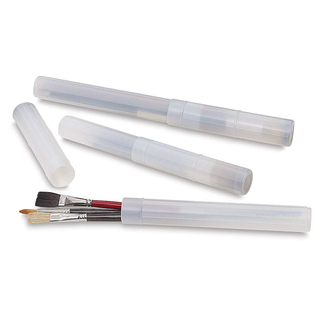 Open in modal - Holbein Adjustable Brush Holder - 3 Brush Holders shown with one uncapped holding brushes not included