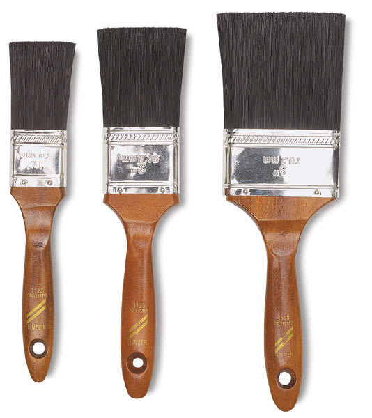 Open in modal - Linzer Polyester Flat Brush Set - 3 brush Set shown upright
