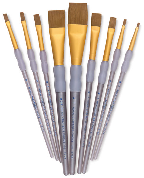 Open in modal - Royal & Langnickel Crafters' Choice - Brown Taklon Shader Brushes, Set of 9