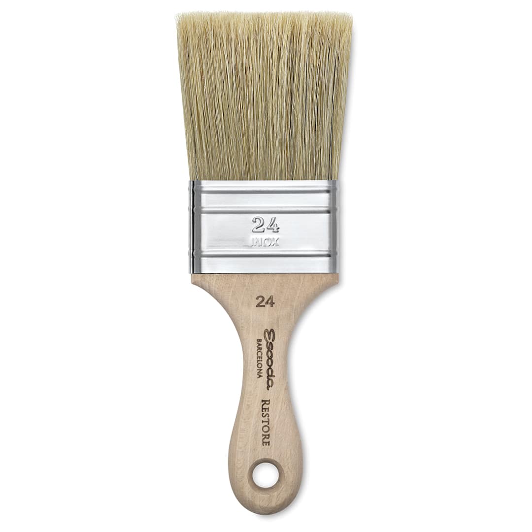 Open in modal - Escoda Restore Premium Brushes - Flat Bristle Brush shown upright

