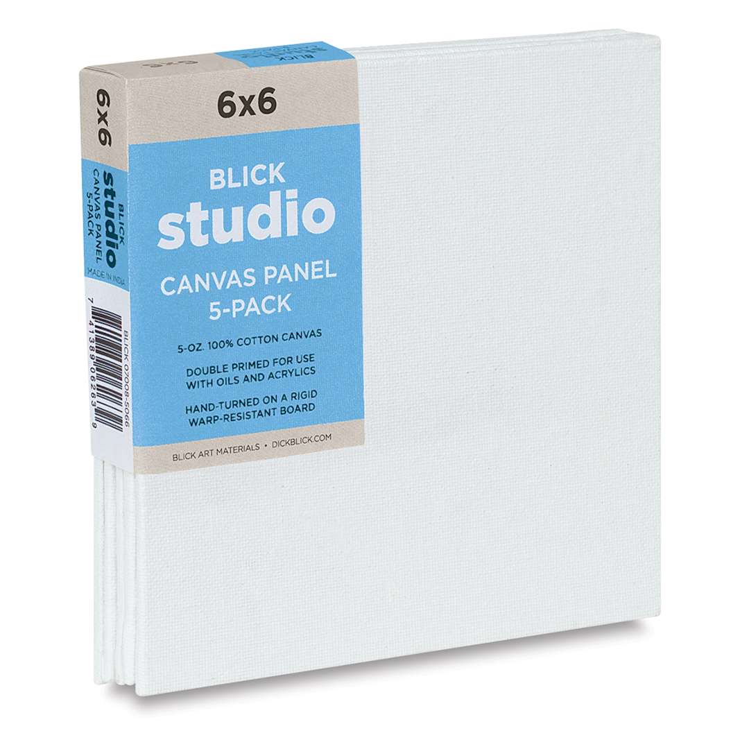 Open in modal - Blick Studio Cotton Canvas Panels - 6" x 6", Pkg of 5