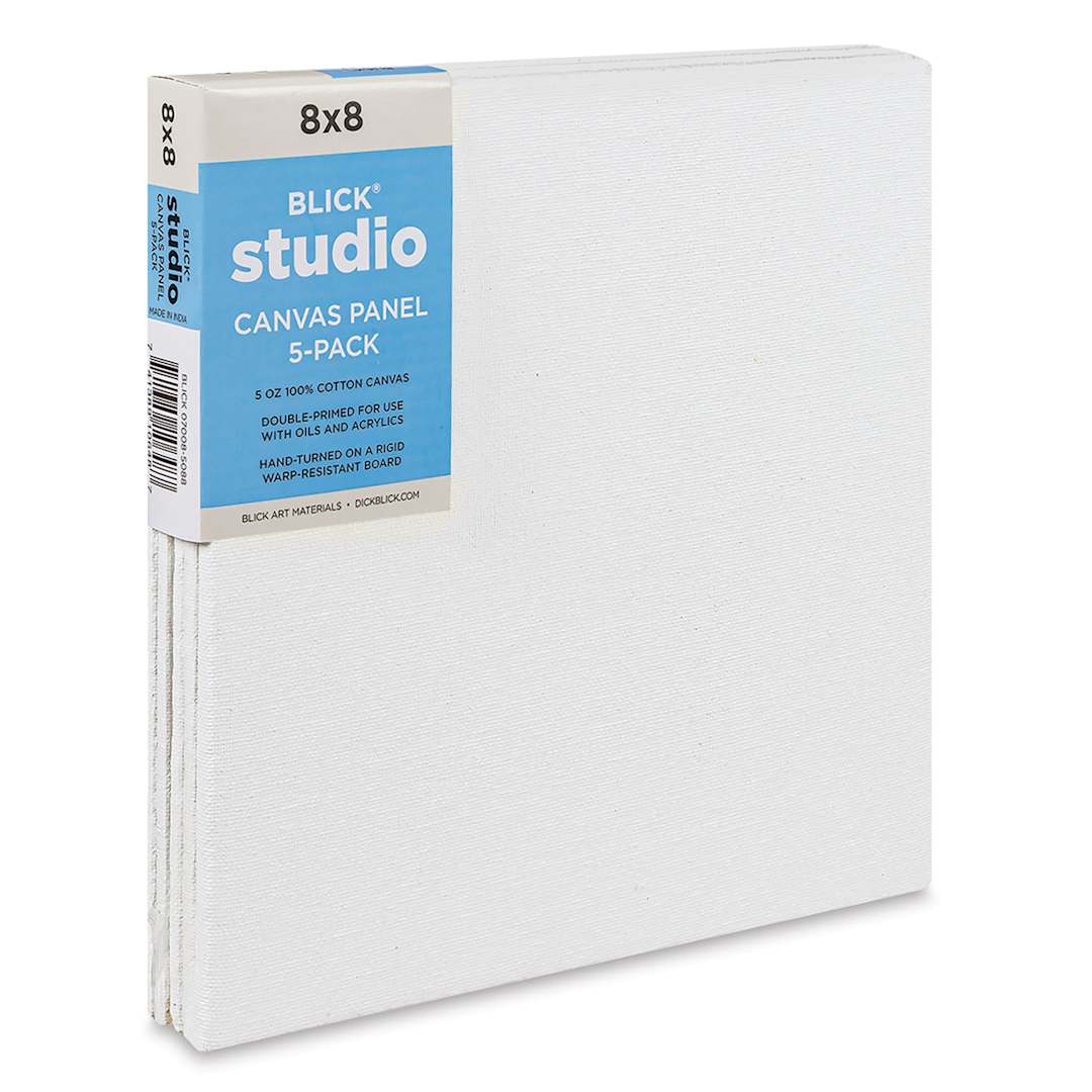 Open in modal - Blick Studio Cotton Canvas Panels - 8" x 8", Pkg of 5