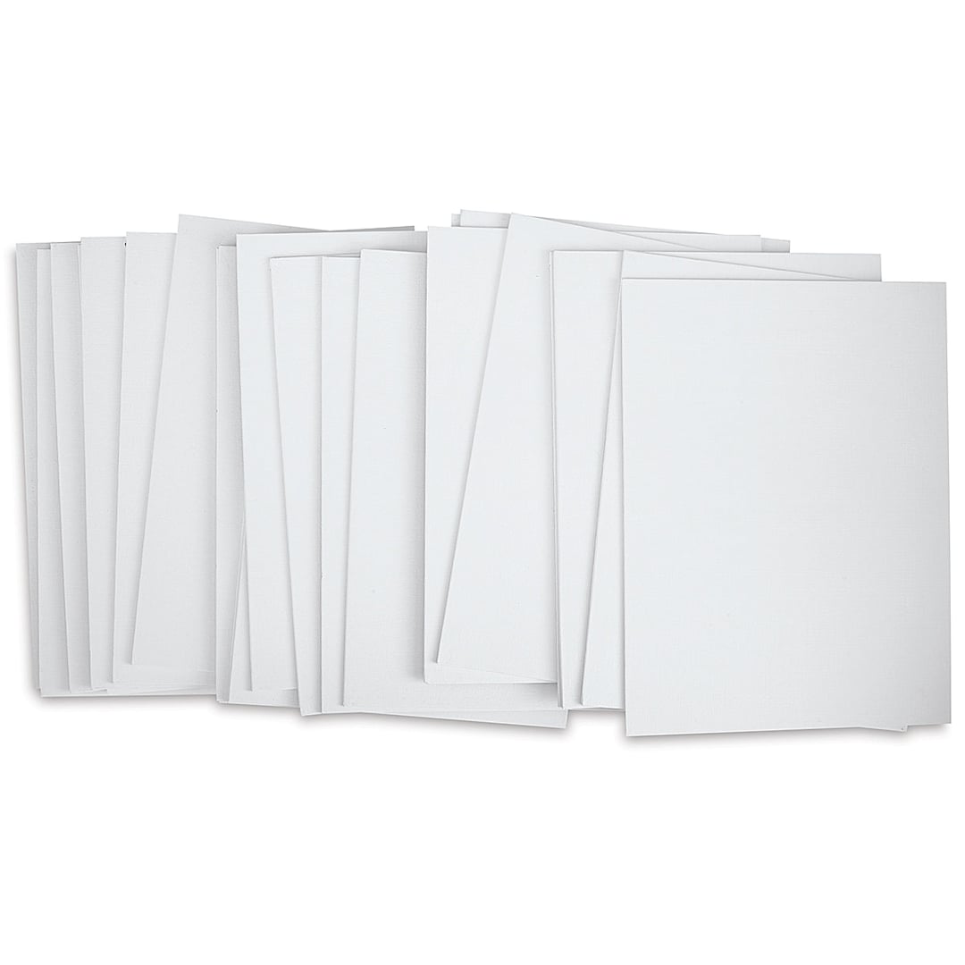 Open in modal - Blick Economy Cotton Canvas Panel Classroom Pack - 12" x 16", Class Pack of 24 fanned out