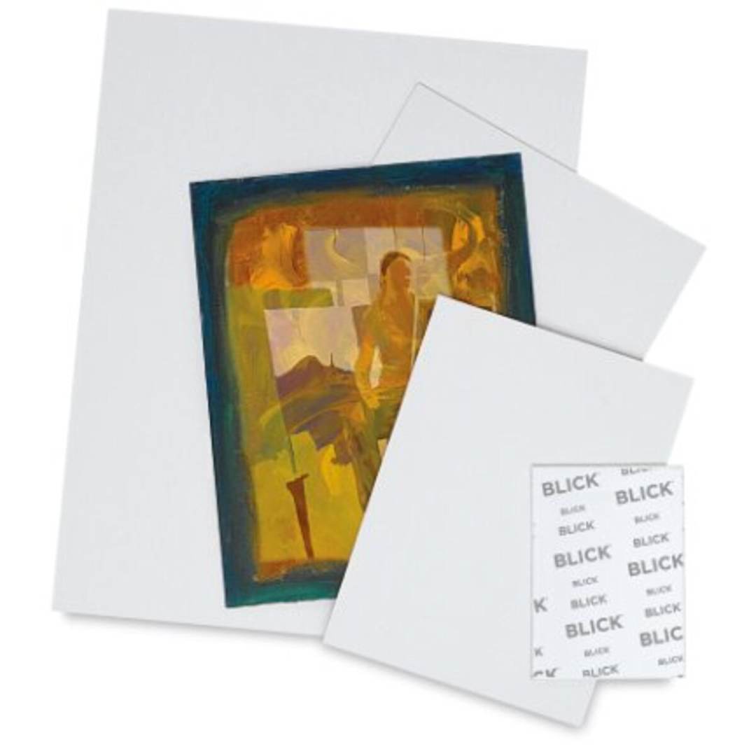 Open in modal - Blick Economy Cotton Canvas Panel Classroom Packs - Assorted panel sizes, front and back.