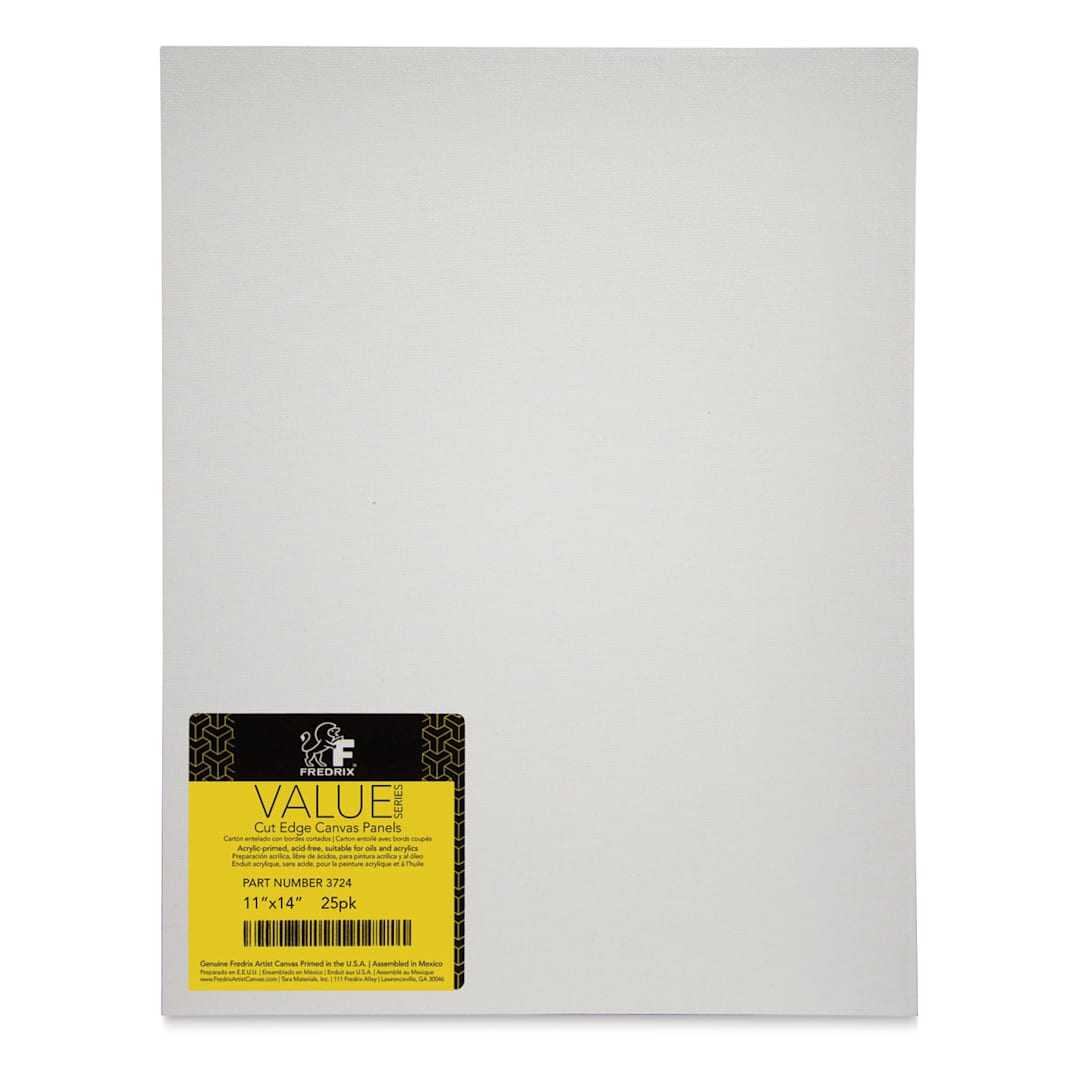 Open in modal - Fredrix Cut Edge Canvas Panels - 11" x 14", White, Pkg of 25