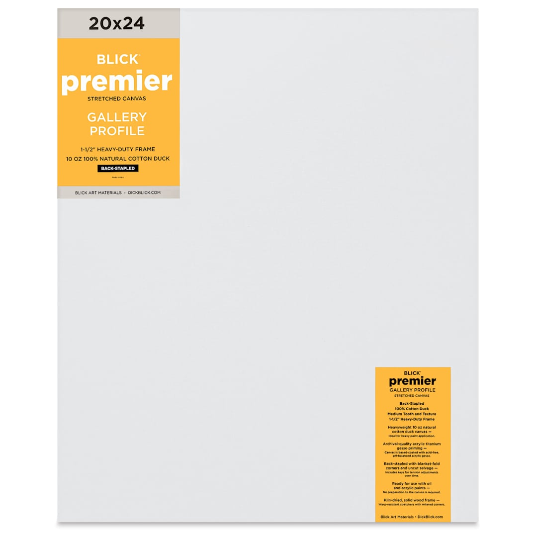 Open in modal - Blick Premier Stretched Cotton Canvas - Gallery Profile, Back-Stapled, 20" x 24" front