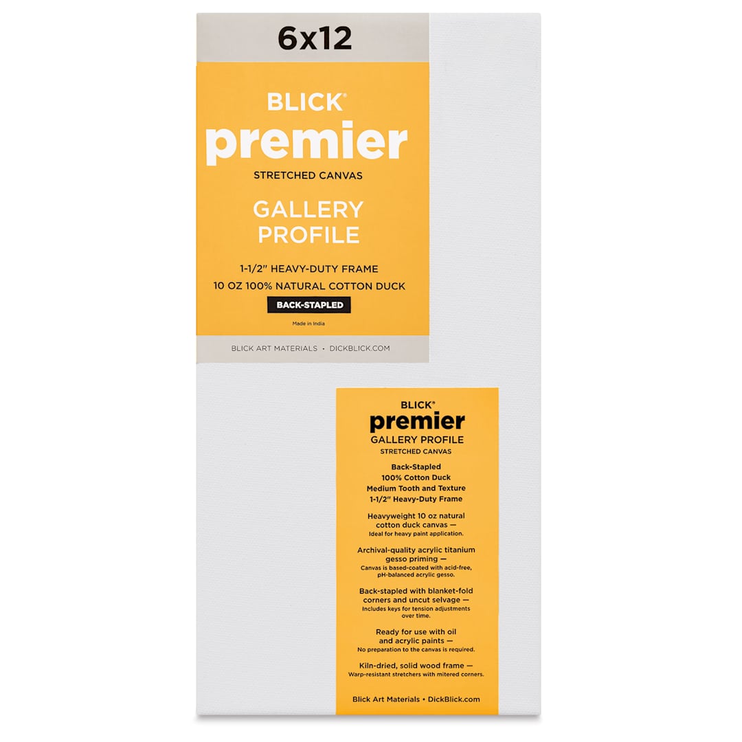 Open in modal - Blick Premier Stretched Cotton Canvas - Gallery Profile, Back-Stapled, 6" x 12" front