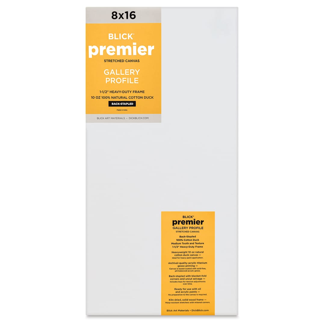 Open in modal - Blick Premier Stretched Cotton Canvas - Gallery Profile, Back-Stapled, 8" x 16" front