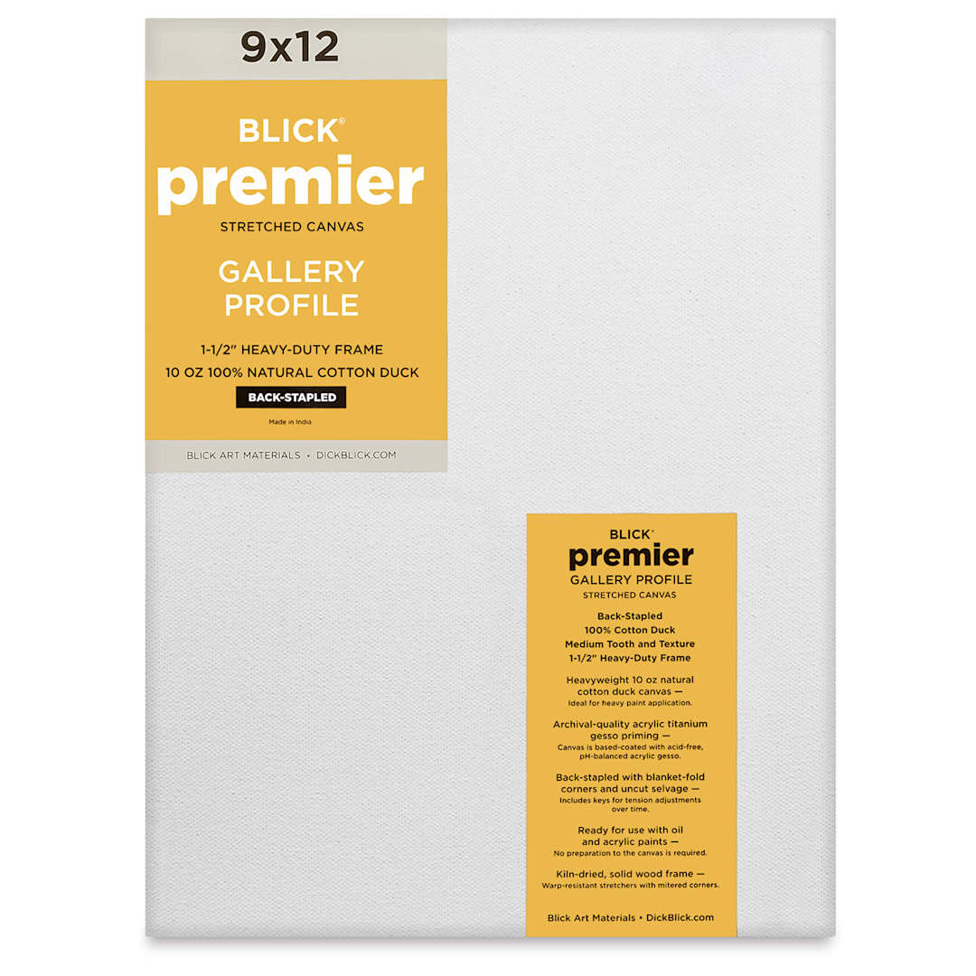 Open in modal - Blick Premier Stretched Cotton Canvas - Gallery Profile, Back-Stapled, 9" x 12" front