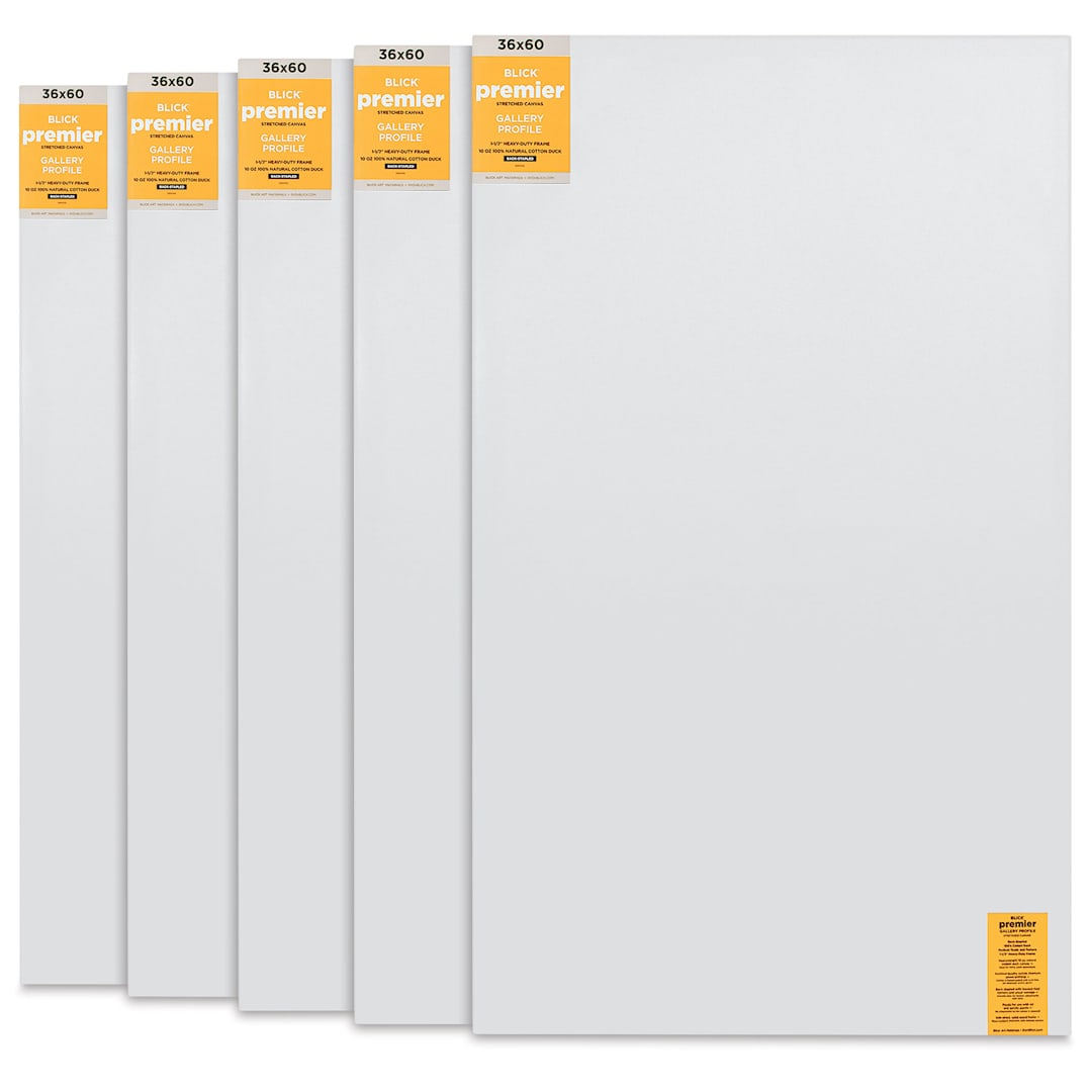 Open in modal - Blick Premier Stretched Cotton Canvas - Gallery Profile, Back-Stapled, 36" x 60", Pkg of 5 front