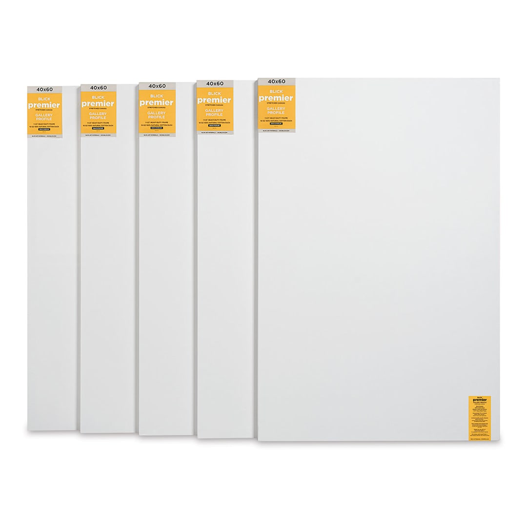 Open in modal - Blick Premier Stretched Cotton Canvas - Gallery Profile, Back-Stapled, 40" x 60", Pkg of 5 (five fronts)